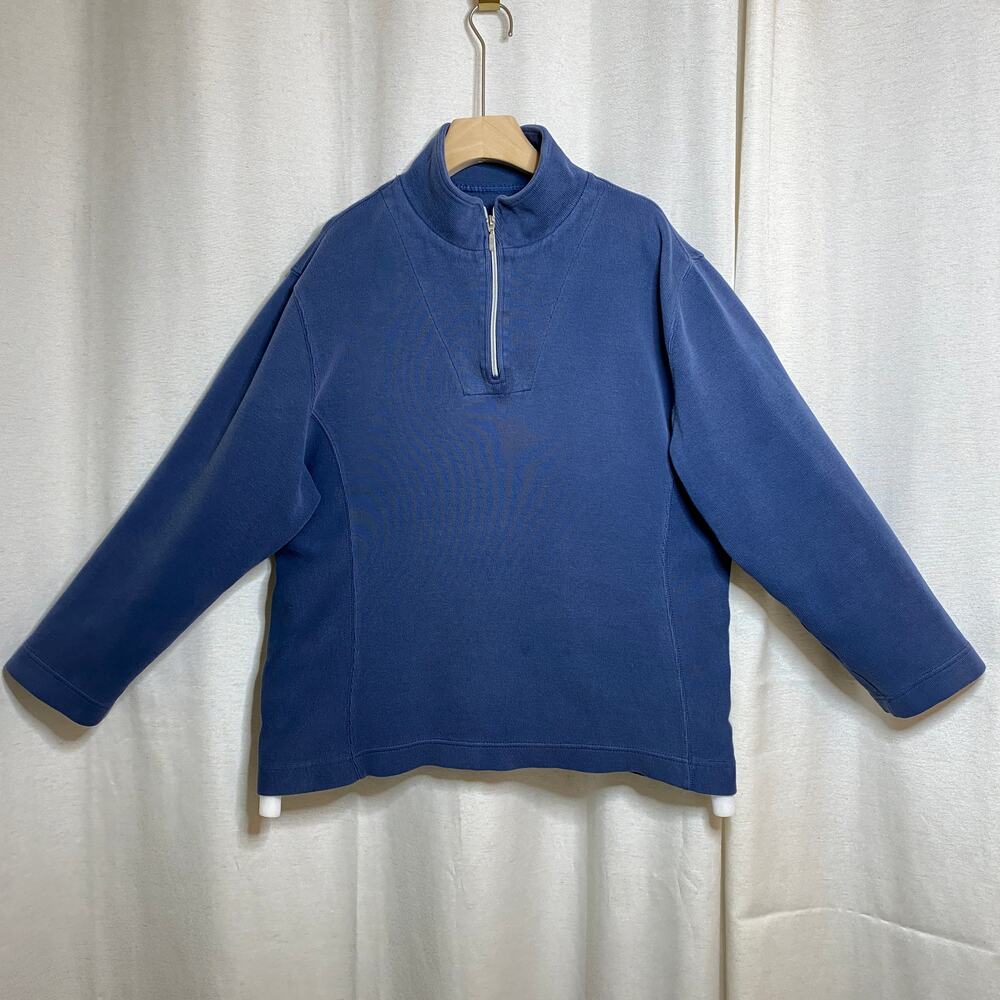 Lady Hathaway Vintage Navy Quarter-Zip Pullover Womens XL Coastal 90s Heritage